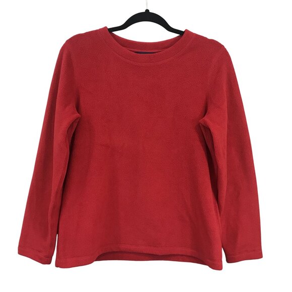 Lands End Red Long Sleeve Fleece Pullover Crewneck Sweater Women S 6-8 - Picture 2 of 7
